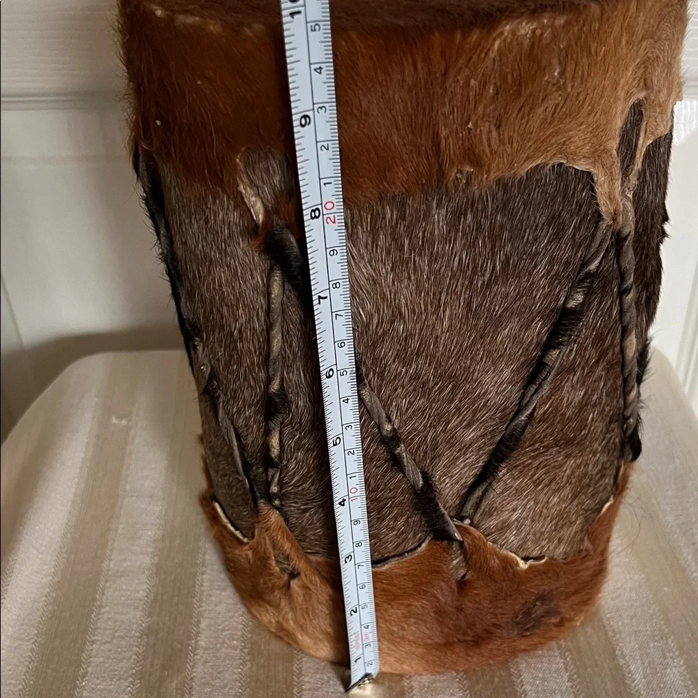 Leather & Fur Brown and Tan Drum•Hand Made in South Africa - Picture 5 of 6